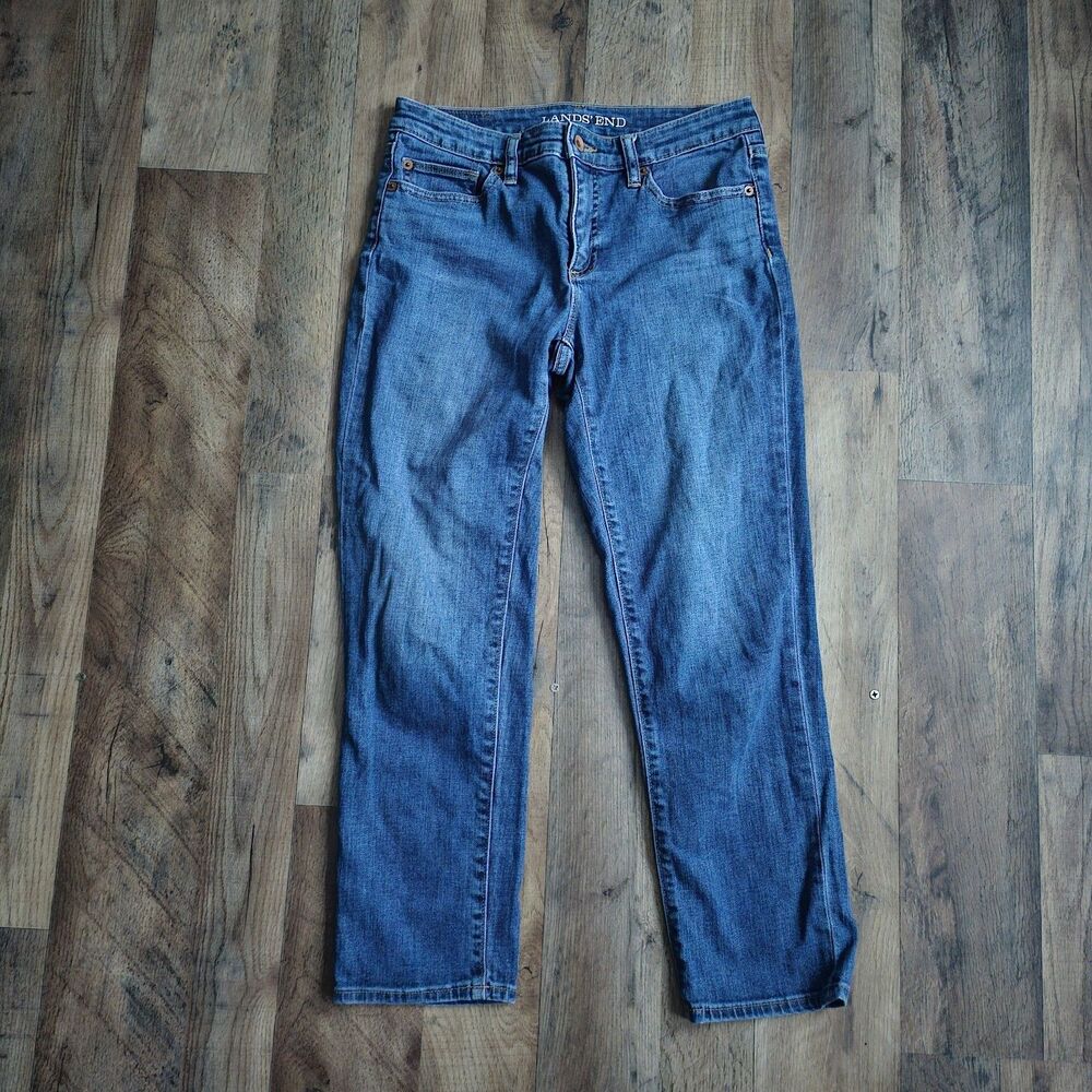 Lands' End Mid Rise Crop Jeans Blue Denim Slim Straight Aesthetic Size 2​